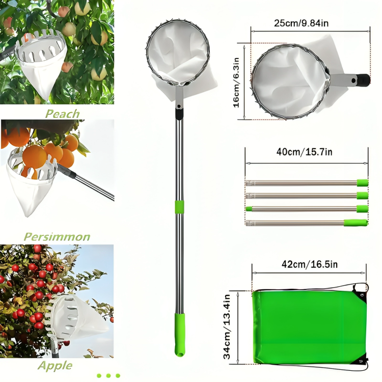 4m Fruit Picking Pole With FREE Catcher Bag