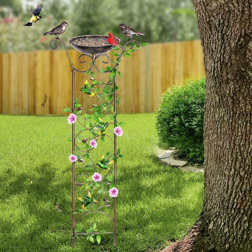 GREENHAVEN Bird Bath with Trellis for Climbing Plants_5