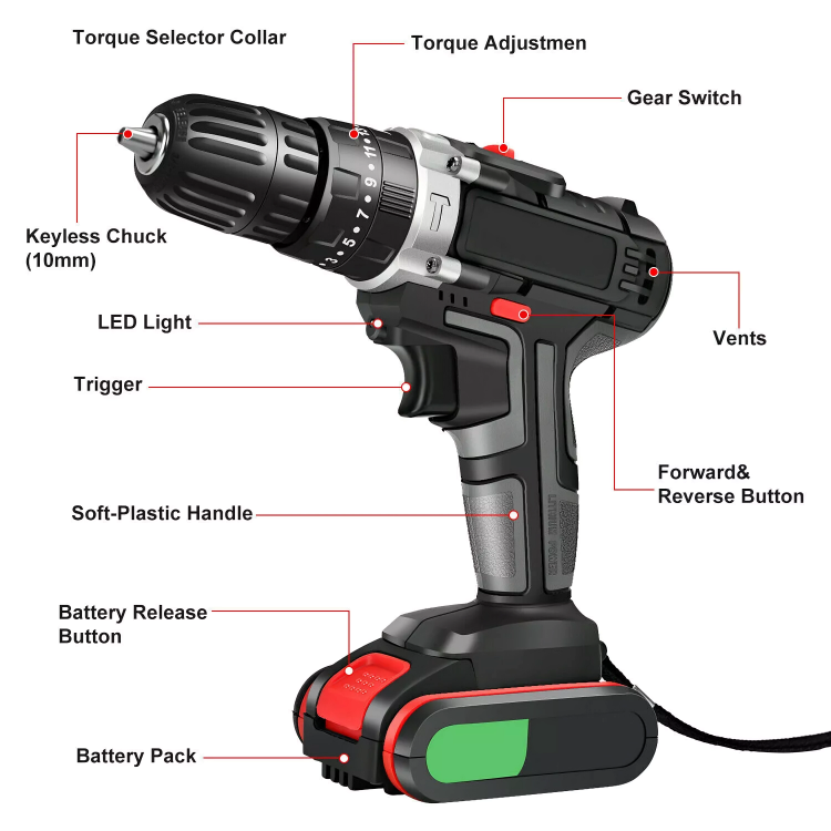 Cordless Hammer Drill + 2 FREE Batteries