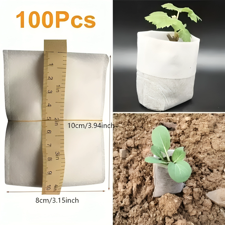 100 Pcs Biodegradable Grow Bags