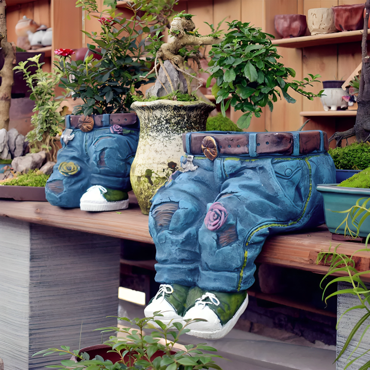 Denim Jean Flower Pot