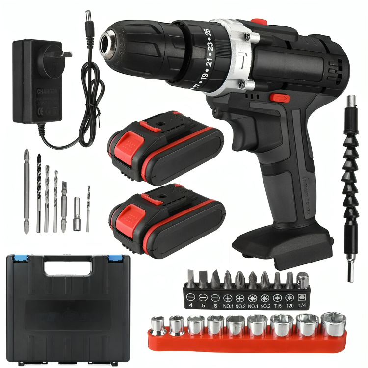 Cordless Hammer Drill + 2 FREE Batteries