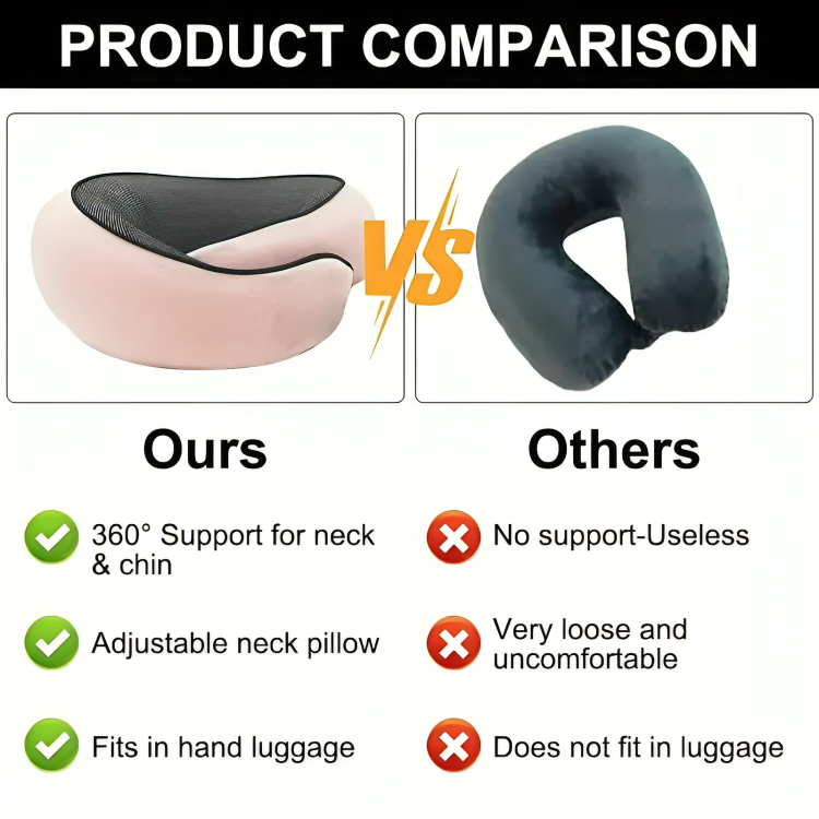 Comfort Travel Pillow + FREE Waterproof Carry Bag